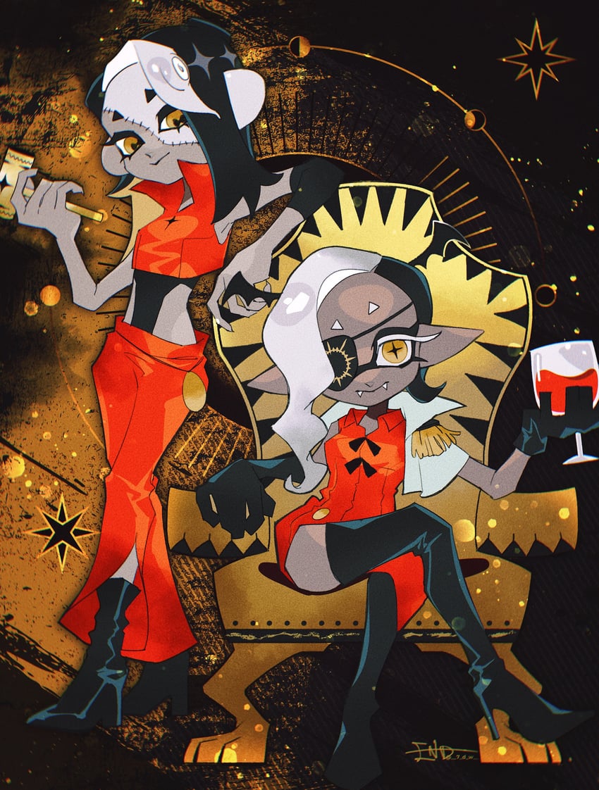 shiver and frye (splatoon and 3 more) drawn by end_(7_d_w)