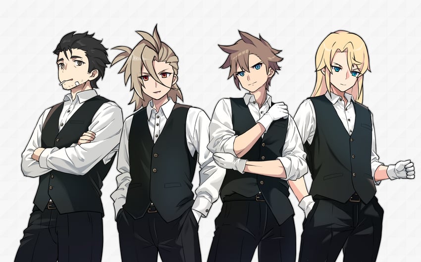 zekhel, razelt, finn, and ciel (world flipper) drawn by mwm5