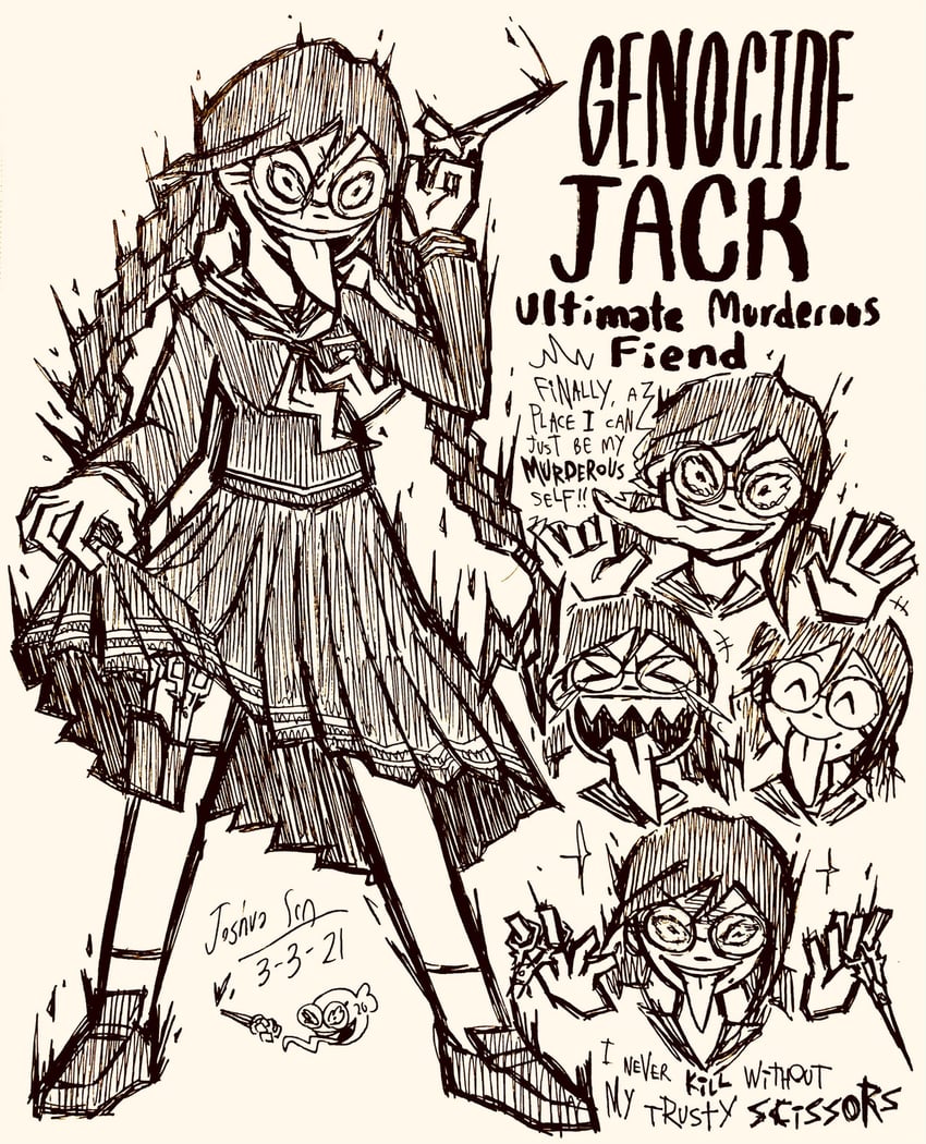 fukawa toko and genocider shou (danganronpa and 1 more) drawn by josh-s26