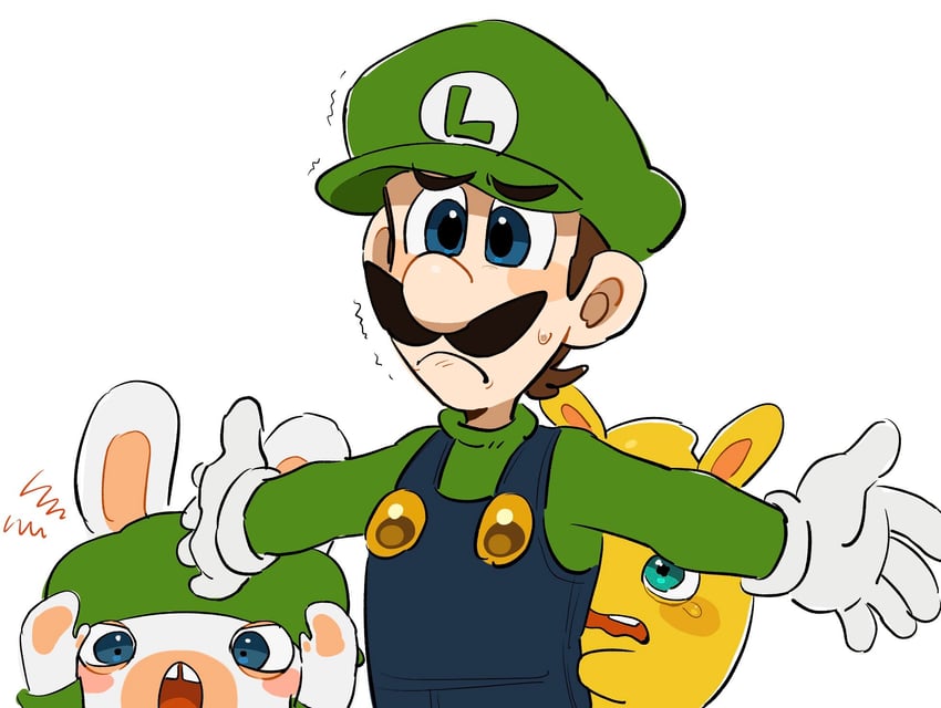 luigi, rabbid, rabbid luma, and rabbid luigi (mario and 2 more) drawn by mimimi_(mimimim9999)