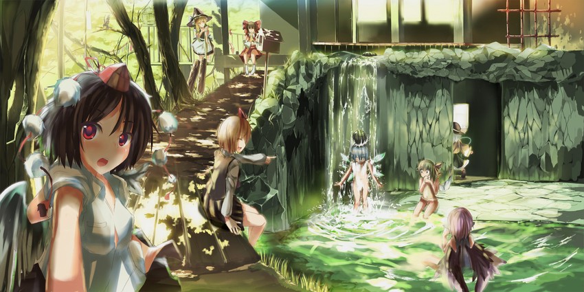 hakurei reimu, kirisame marisa, komeiji koishi, cirno, yakumo yukari, and 4 more (touhou) drawn by shinonome_ukyu