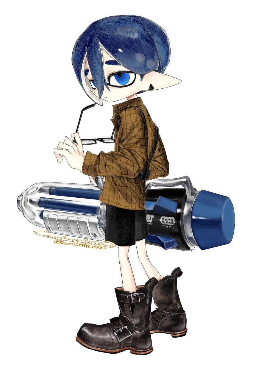 inkling player character and inkling boy (splatoon and 1 more) drawn by mochiiii_030