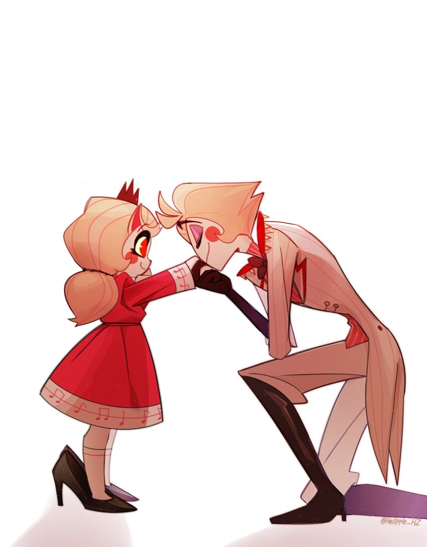 lucifer morningstar and charlie morningstar (hazbin hotel) drawn by hellpple_hz