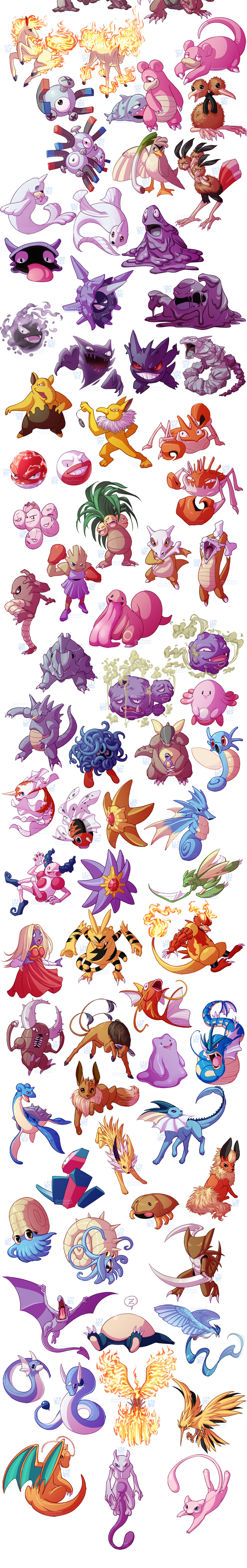 eevee, gengar, vaporeon, flareon, magnemite, and 73 more (pokemon) drawn by clouded-3d