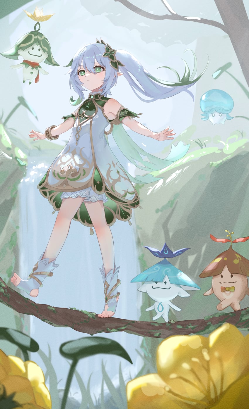 nahida, aranara, and fungi (genshin impact) drawn by aster_(teslavision)