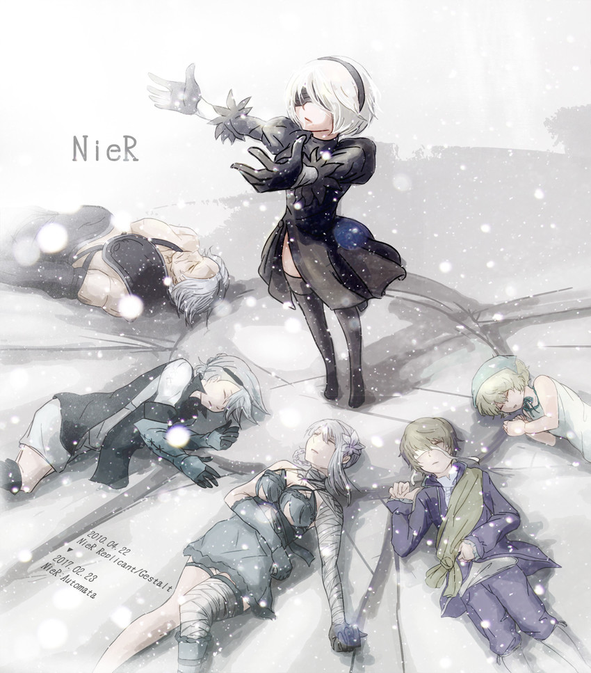 2b, kaine, nier, emil, and yonah (nier:automata and 1 more) drawn by seasolt