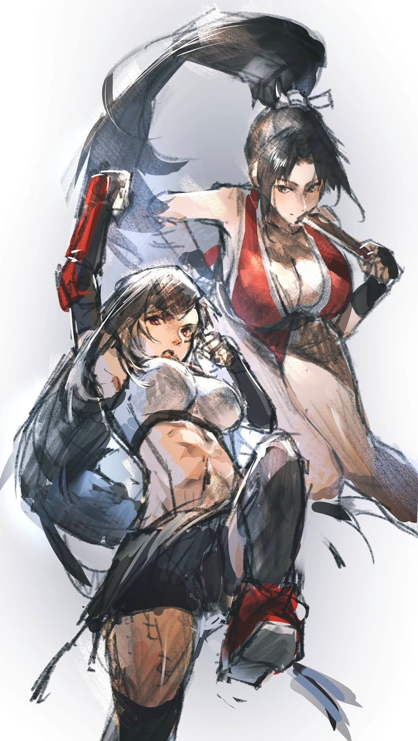 tifa lockhart and shiranui mai (final fantasy and 3 more) drawn by asina71