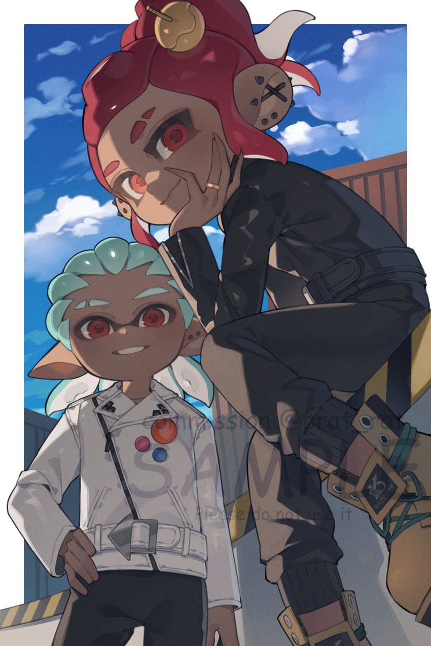 inkling player character, octoling player character, octoling girl, and inkling boy (splatoon) drawn by prat_rat