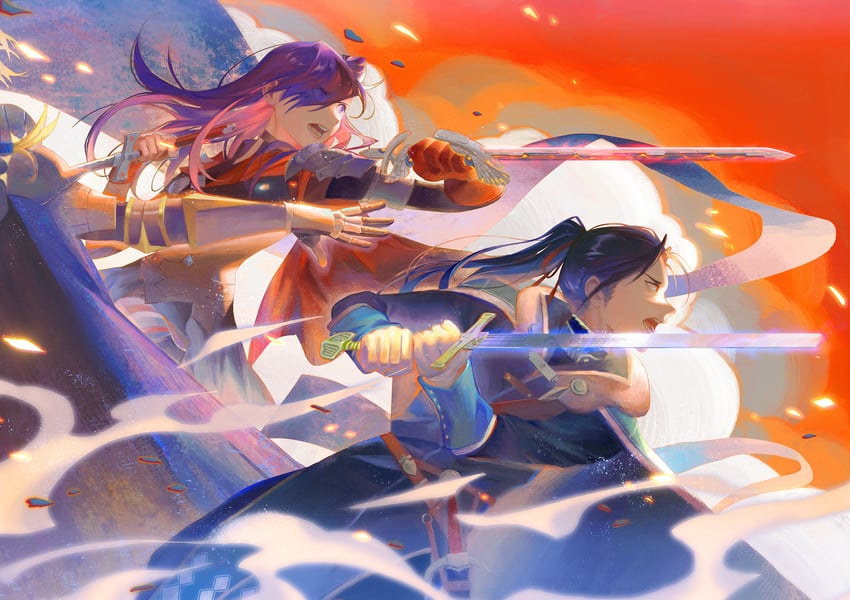 dimitri alexandre blaiddyd, felix hugo fraldarius, and female shez (fire emblem and 2 more) drawn by no-129