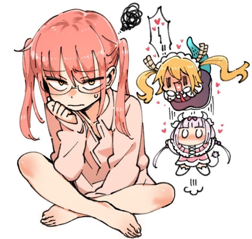 kanna kamui, tohru, and kobayashi (kobayashi-san chi no maidragon) drawn by saiver321