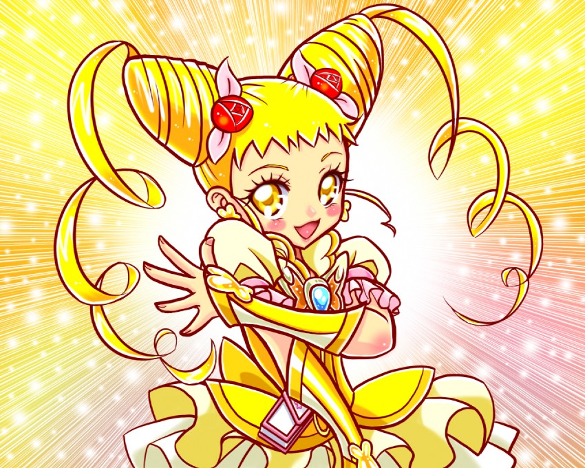 kasugano urara and cure lemonade (precure and 1 more) drawn by omochi100ko