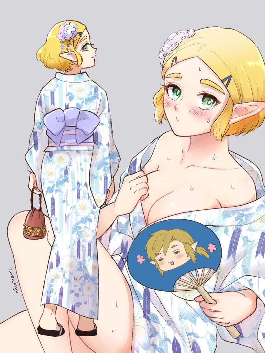 link and princess zelda (the legend of zelda and 1 more) drawn by teraichigo