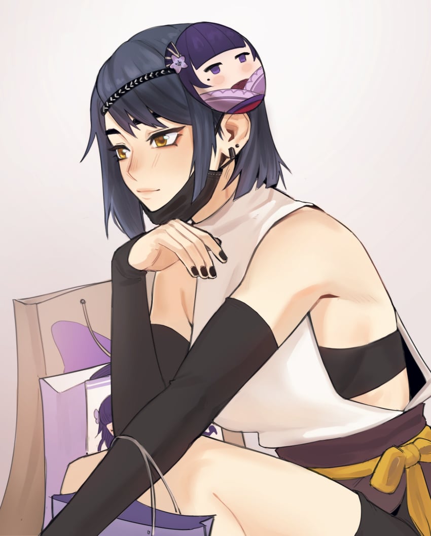 raiden shogun and kujou sara (genshin impact) drawn by pawieena