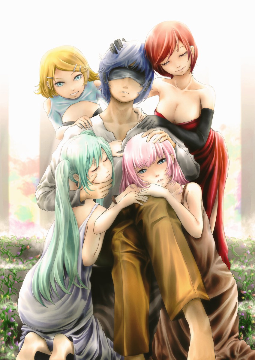 hatsune miku, kagamine rin, megurine luka, kaito, and meiko (vocaloid) drawn by museum2088_(shentian)