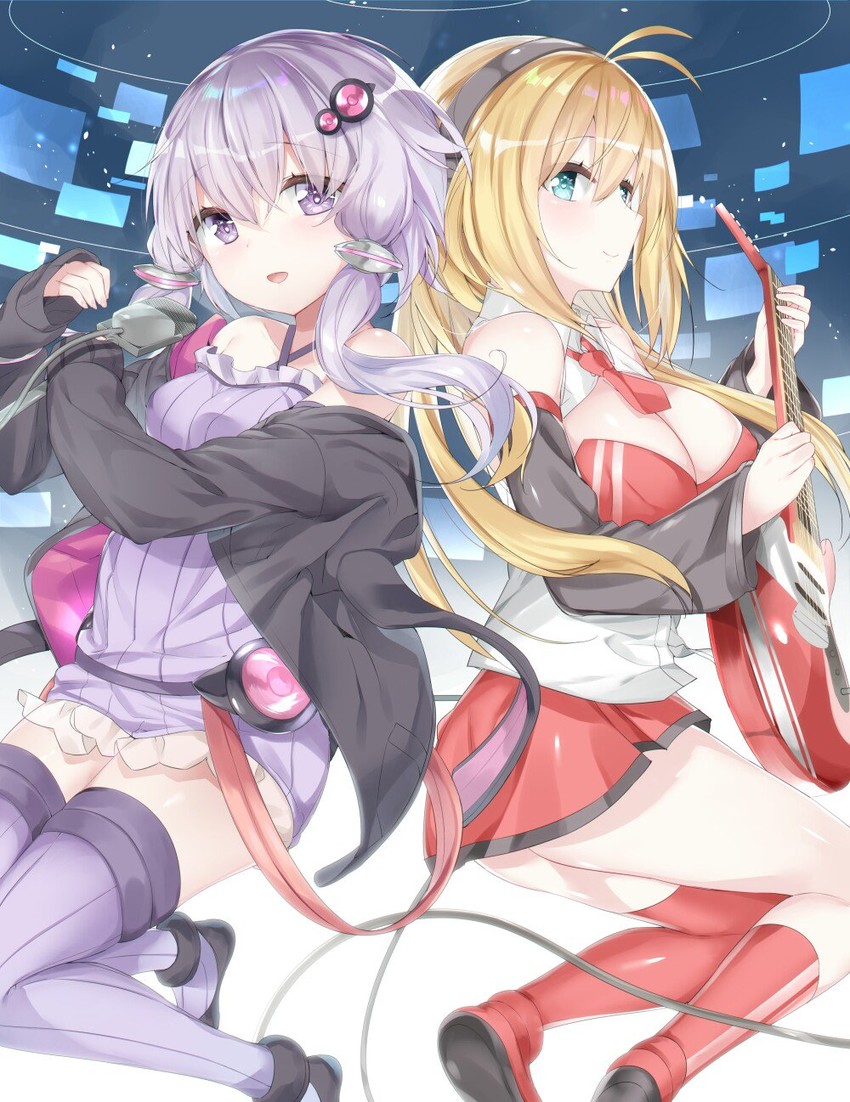 yuzuki yukari and tsurumaki maki (vocaloid and 1 more) drawn by kamioka_shun'ya
