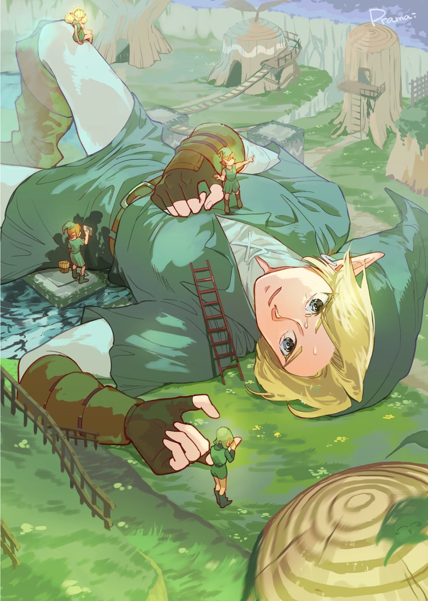 link, saria, and fado (the legend of zelda and 1 more) drawn by pra_11