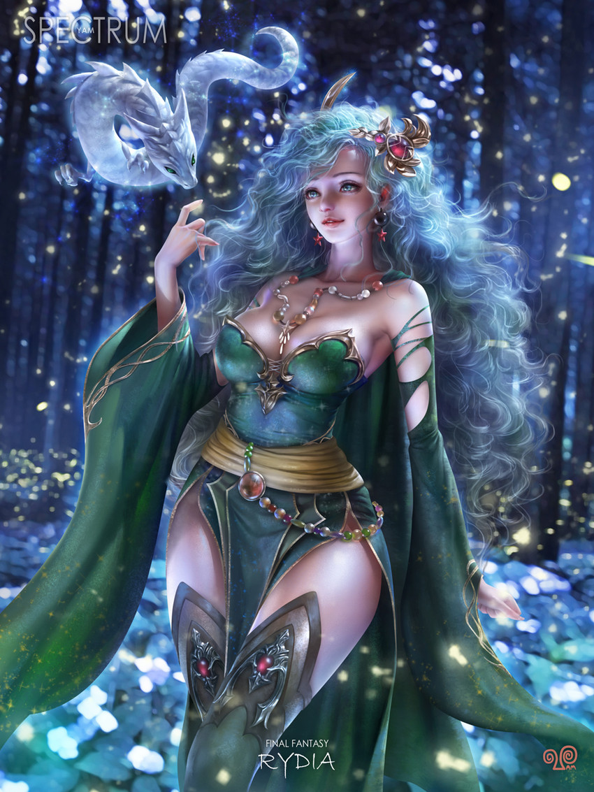 rydia and mist dragon (final fantasy and 1 more) drawn by yam_spectrum