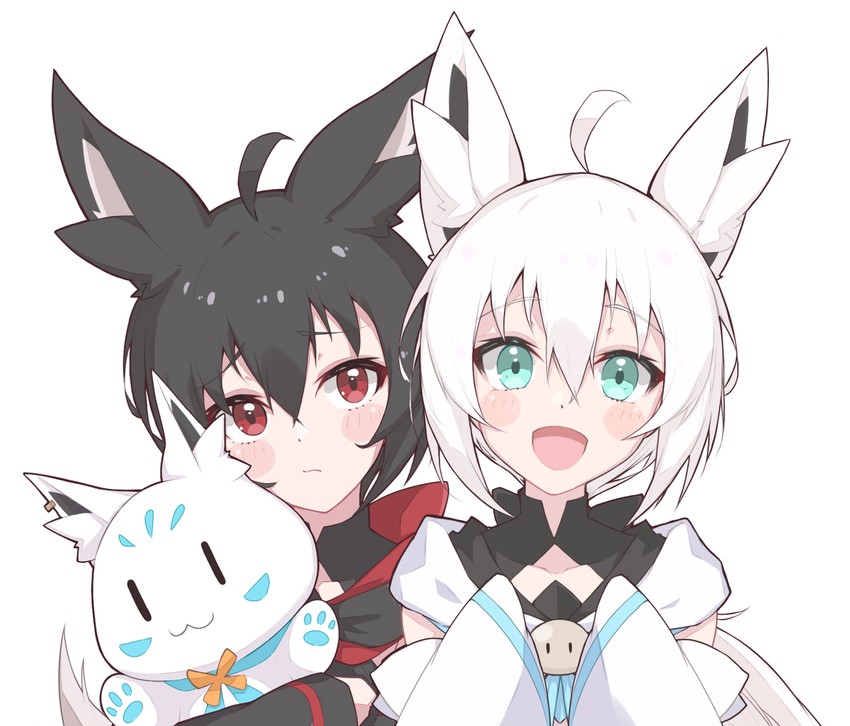 shirakami fubuki, kurokami fubuki, and sukonbu (hololive) drawn by eihire