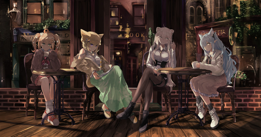 yukihana lamy, shishiro botan, omaru polka, momosuzu nene, and nekko (hololive) drawn by haimura