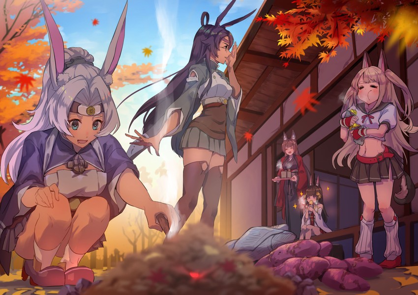 nagato, amagi, yuudachi, hiryuu, and souryuu (azur lane) drawn by moji_(mojimozis)