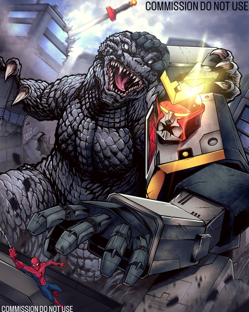 godzilla, leopardon, and yamashiro takuya (marvel and 2 more) drawn by thomdotartz