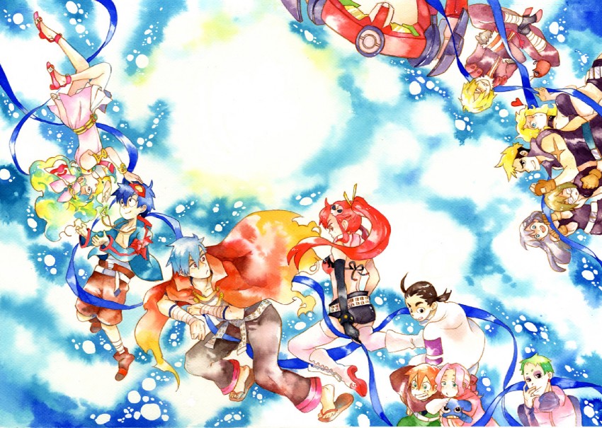 yoko littner, nia teppelin, simon, kamina, boota, and 9 more (tengen toppa gurren lagann) drawn by hoshitsu