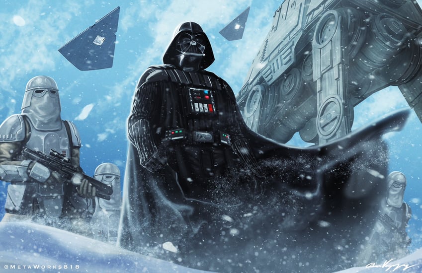 darth vader and snowtrooper (star wars) drawn by metaworks818