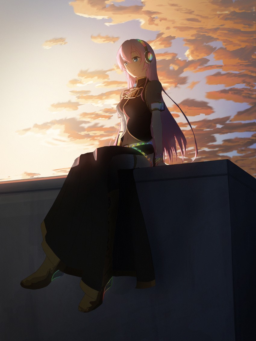 megurine luka (vocaloid and 1 more) drawn by destroikan