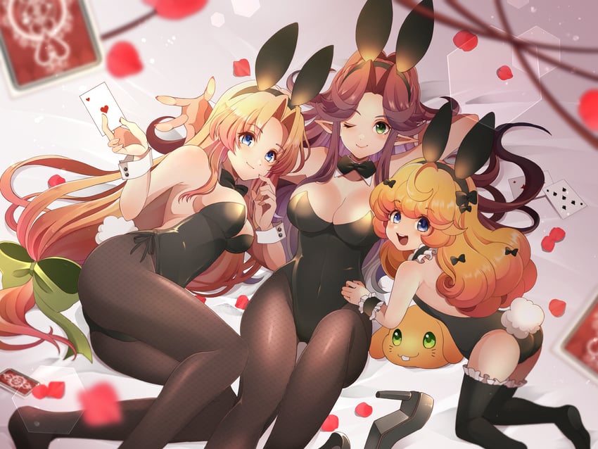 riesz, angela, charlotte, and rabite (seiken densetsu and 1 more) drawn by mii_(03miiy)