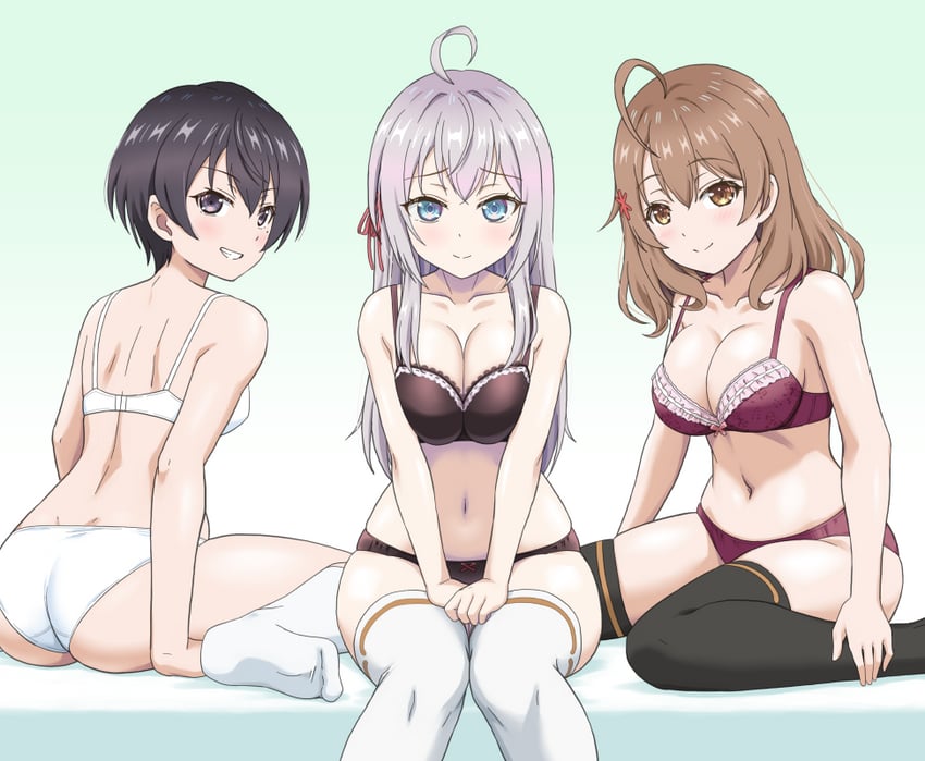 alisa mikhailovna kujou, mariya mikhailovna kujou, and sarashina chisaki (tokidoki bosotto roshia-go de dereru tonari no alya-san) drawn by vierosky