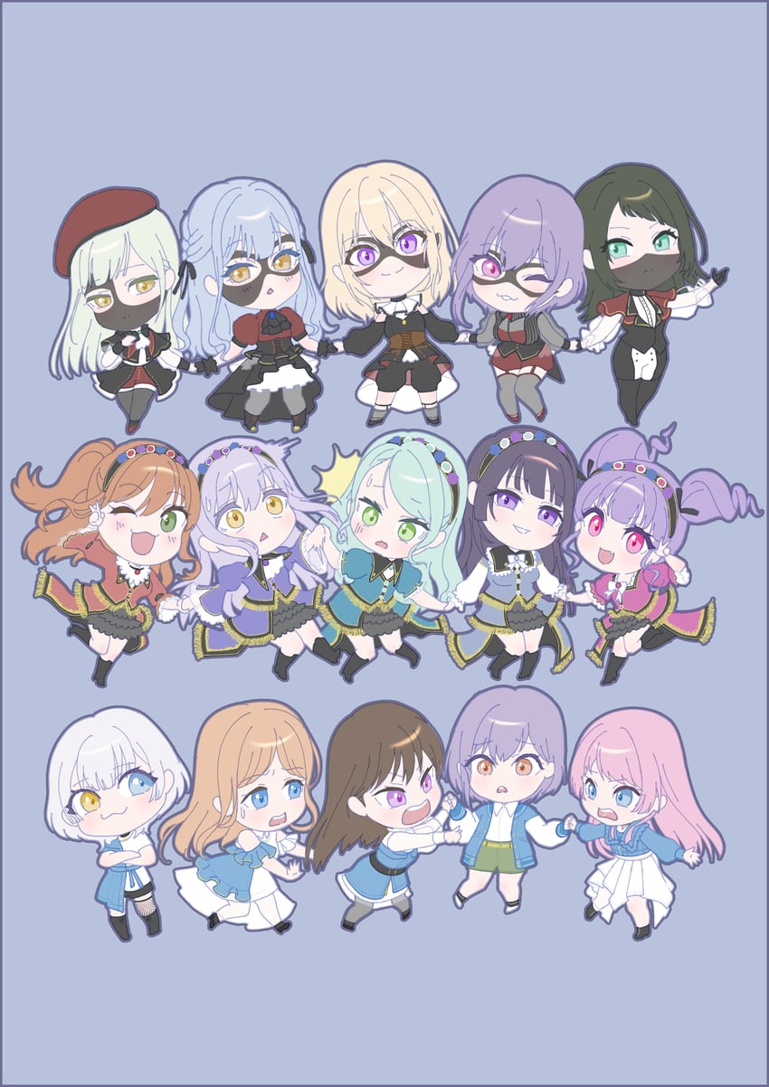 chihaya anon, togawa sakiko, nagasaki soyo, shiina taki, wakaba mutsumi, and 12 more (bang dream! and 1 more) drawn by yue_mao_(yukinihime)