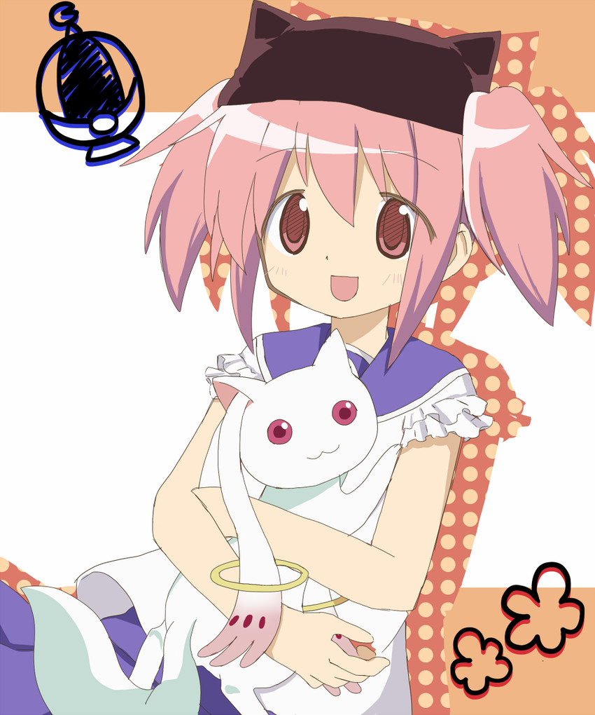 kaname madoka and kyubey (mahou shoujo madoka magica and 3 more) drawn by ichigo_no_yatsuhashi