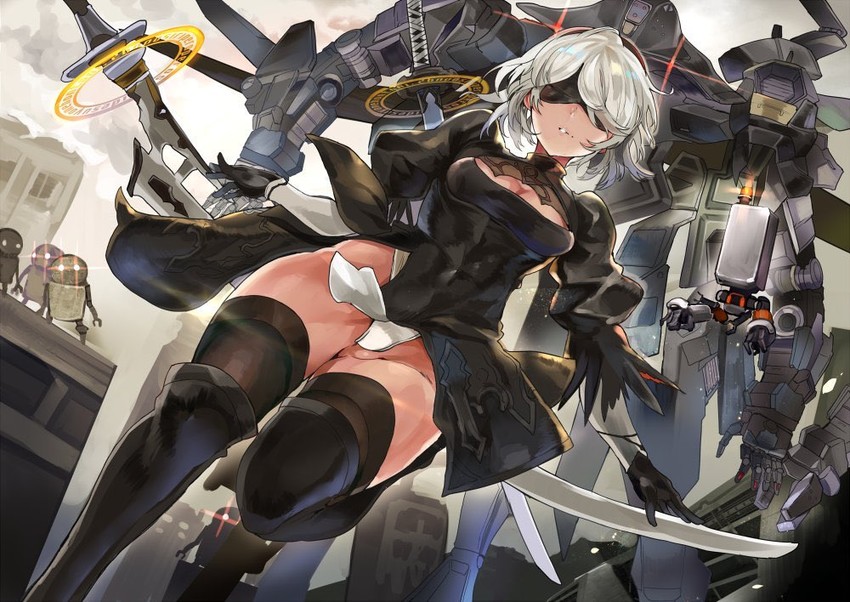 2b and pod (nier and 1 more) drawn by himuro_shunsuke