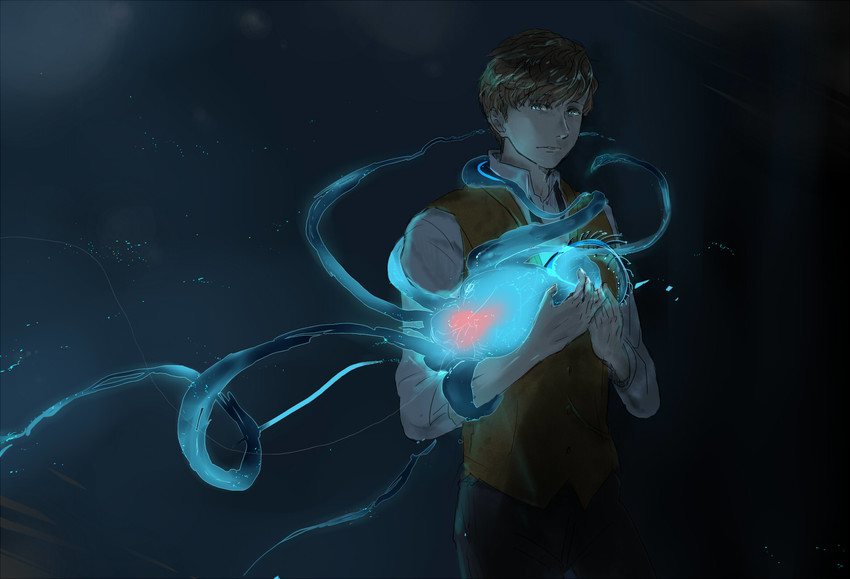 newt scamander and marmite (wizarding world and 1 more) drawn by sora_mame_(artist)