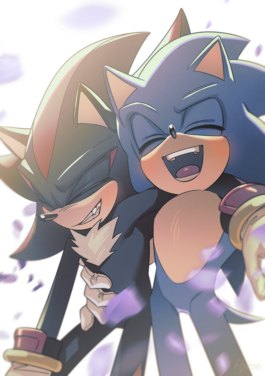 sonic the hedgehog and shadow the hedgehog (sonic) drawn by hyeon_sonic