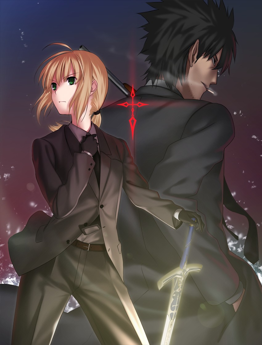artoria pendragon, saber, and emiya kiritsugu (fate and 1 more) drawn by maco_(wondermind)