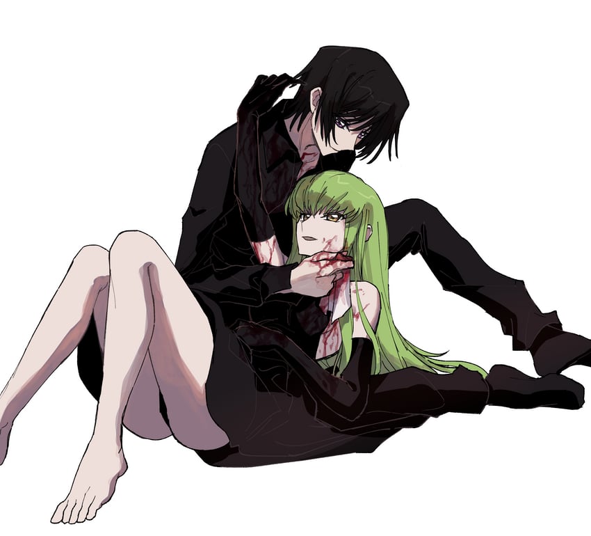 c.c. and lelouch vi britannia (code geass) drawn by io_ion