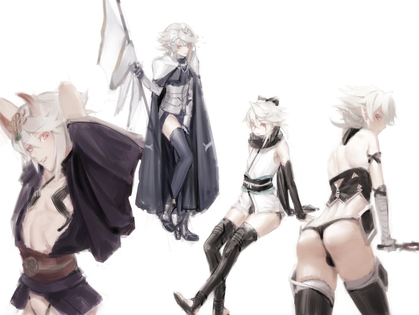 jeanne d'arc, okita souji, shuten douji, jack the ripper, and male corrin (fate and 4 more) drawn by samsara_(shuukeura)