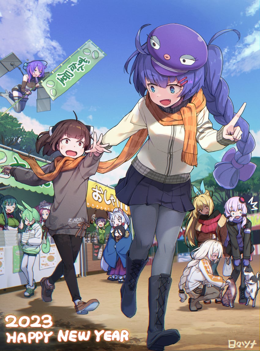 yuzuki yukari, kizuna akari, touhoku kiritan, zundamon, tsurumaki maki, and 7 more (voiceroid and 3 more) drawn by hibi_tsuna
