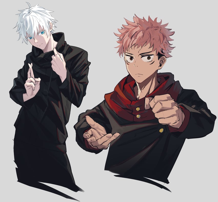 gojou satoru and itadori yuuji (jujutsu kaisen) drawn by nagishiro_mito