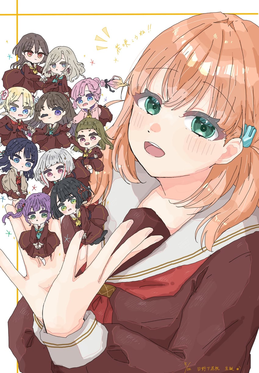 hinoshita kaho, fujishima megumi, otomune kozue, murano sayaka, yugiri tsuzuri, and 6 more (love live! and 1 more) drawn by skp1cnqfehmpasi