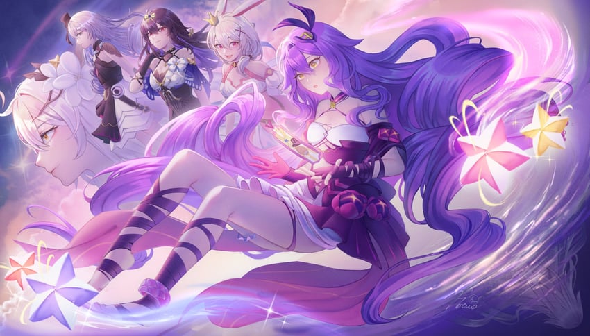 kiana kaslana, bronya zaychik, seele vollerei, theresa apocalypse, seele, and 1 more (honkai and 1 more) drawn by kokotuo