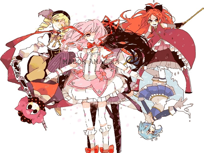 akemi homura, kaname madoka, miki sayaka, sakura kyoko, tomoe mami, and 1 more (mahou shoujo madoka magica) drawn by mam233