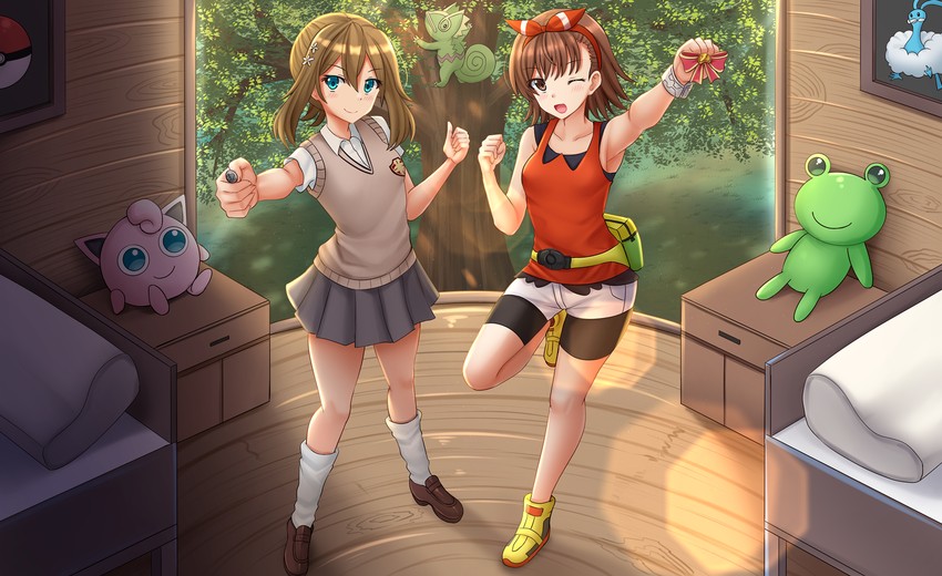 misaka mikoto, may, jigglypuff, altaria, gekota, and 1 more (pokemon and 3 more) drawn by kazenokaze