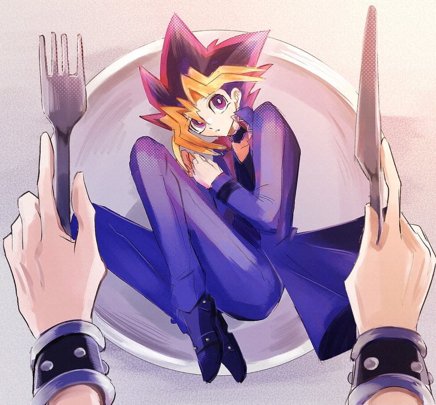 muto yugi and yami yugi (yu-gi-oh! and 1 more) drawn by ajita_ponzu