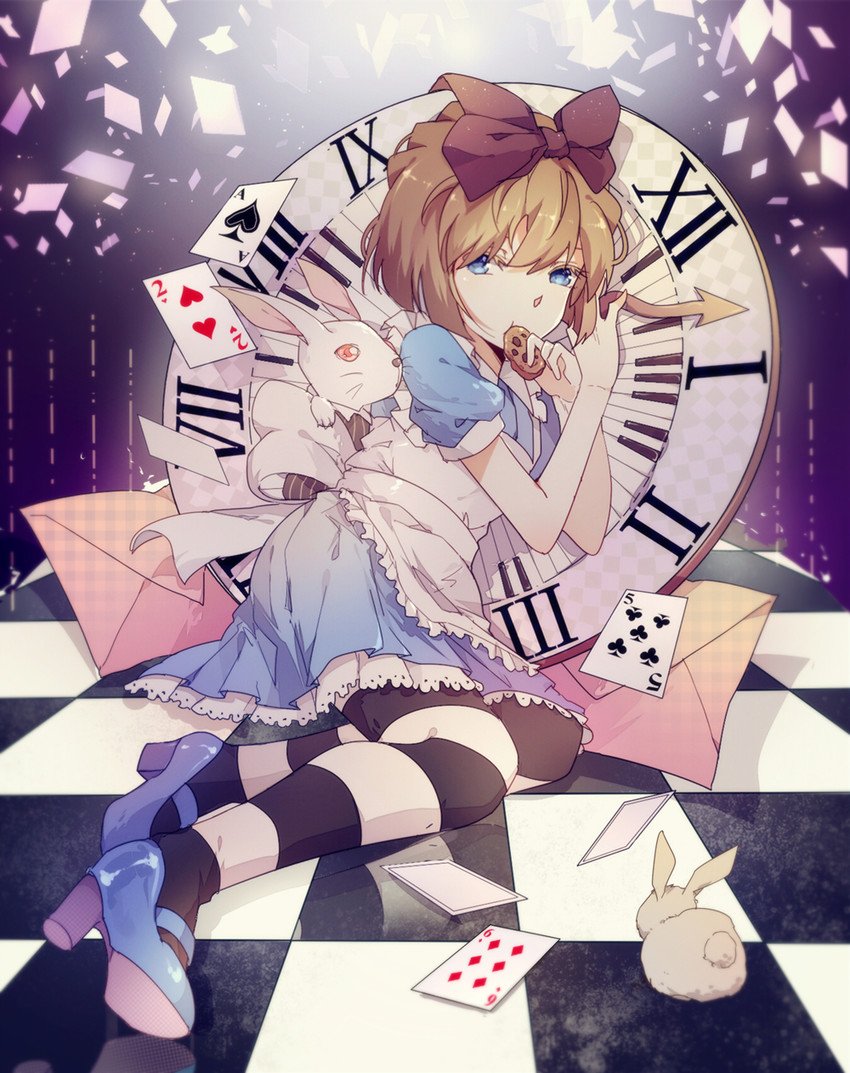 alice, white rabbit, and haibara ai (meitantei conan and 1 more) drawn by lei_yaya