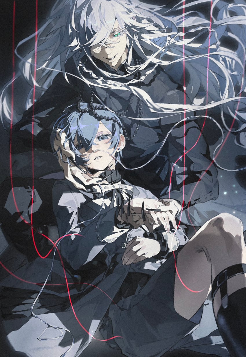 ciel phantomhive's brother and undertaker (kuroshitsuji) drawn by blaaaaaberry