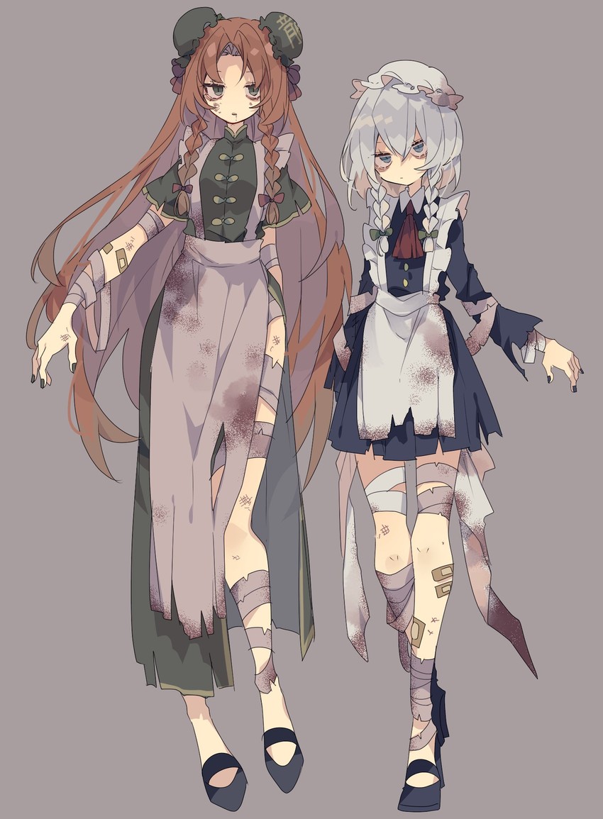 izayoi sakuya and hong meiling (touhou) drawn by nikorashi-ka