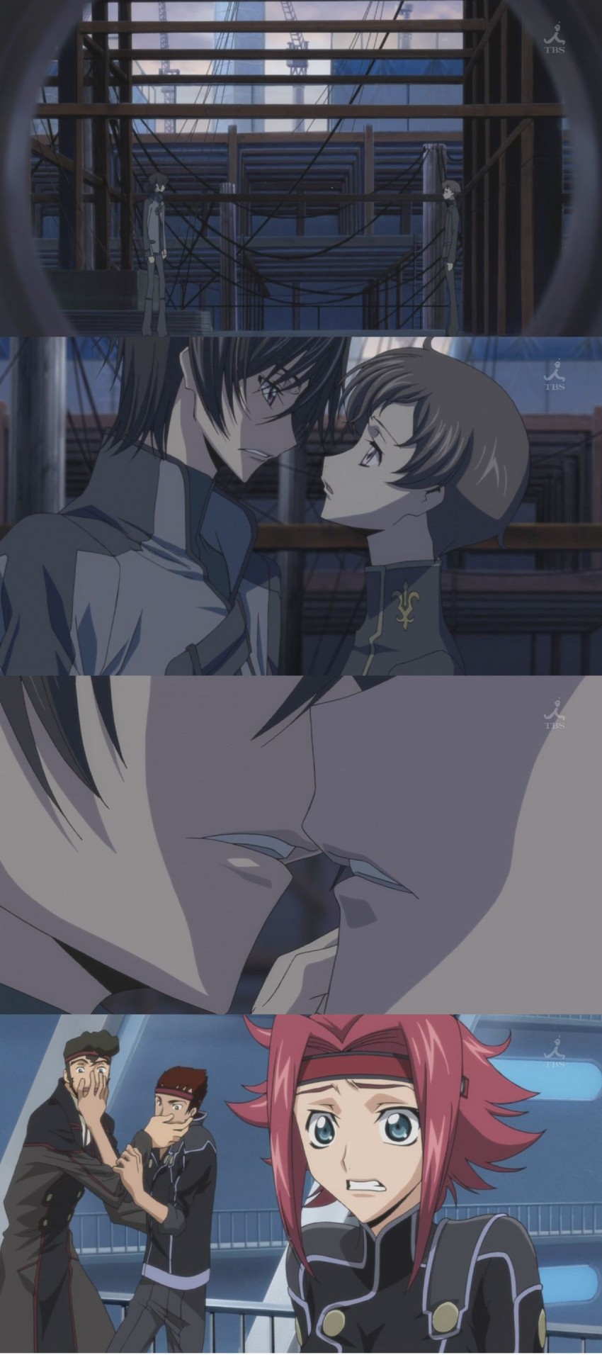 lelouch vi britannia, kouzuki kallen, rolo lamperouge, ohgi kaname, and tamaki shin'ichirou (code geass)