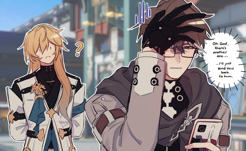 welt yang and luocha (honkai and 1 more) drawn by sevenreii